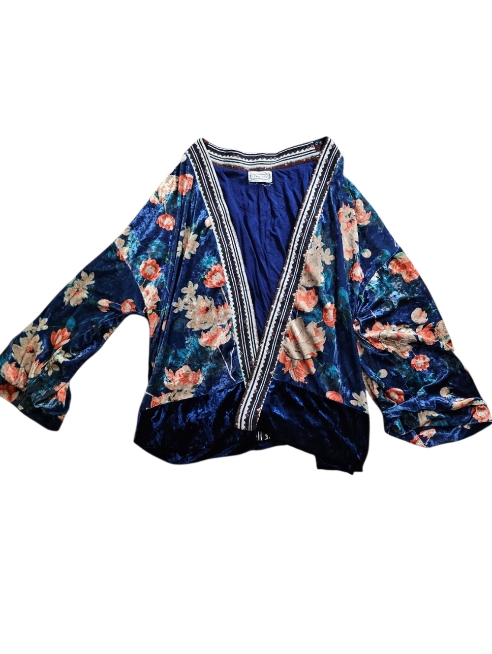 Loveriche LG Calliope Boho Festival Velour Floral Kimono Jacket Drop Shoulder - Picture 5 of 14